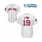 Men's Majestic Boston Red Sox #19 Fred Lynn Replica White Home Cool Base 2018 World Series Champions MLB Jersey