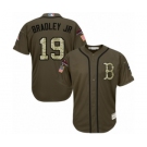 Men's Majestic Boston Red Sox #19 Jackie Bradley Jr Authentic Green Salute to Service 2018 World Series Champions MLB Jersey