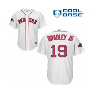 Men's Majestic Boston Red Sox #19 Jackie Bradley Jr Replica White Home Cool Base 2018 World Series Champions MLB Jersey