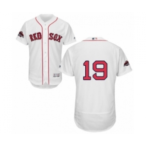 Men's Majestic Boston Red Sox #19 Jackie Bradley Jr White Home Flex Base Authentic Collection 2018 World Series Champions MLB Jersey