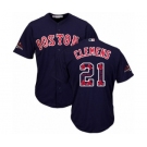 Men's Majestic Boston Red Sox #21 Roger Clemens Authentic Navy Blue Team Logo Fashion Cool Base 2018 World Series Champions MLB Jersey