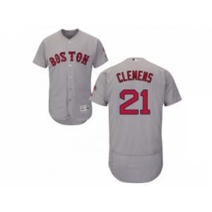 Men's Majestic Boston Red Sox #21 Roger Clemens Grey Flexbase Authentic Collection MLB Jersey