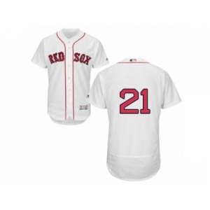 Men's Majestic Boston Red Sox #21 Roger Clemens White Flexbase Authentic Collection MLB Jersey