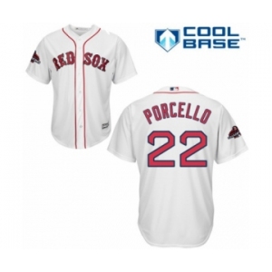 Men's Majestic Boston Red Sox #22 Rick Porcello Replica White Home Cool Base 2018 World Series Champions MLB Jersey