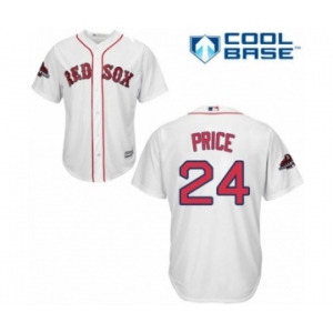 Men's Majestic Boston Red Sox #24 David Price Replica White Home Cool Base 2018 World Series Champions MLB Jersey