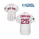 Men's Majestic Boston Red Sox #25 Tony Conigliaro Replica White Home Cool Base 2018 World Series Champions MLB Jersey