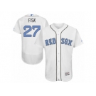 Men's Majestic Boston Red Sox #27 Carlton Fisk Authentic White 2016 Father's Day Fashion Flex Base MLB Jersey