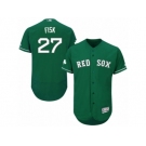 Men's Majestic Boston Red Sox #27 Carlton Fisk Green Celtic Flexbase Authentic Collection MLB Jersey