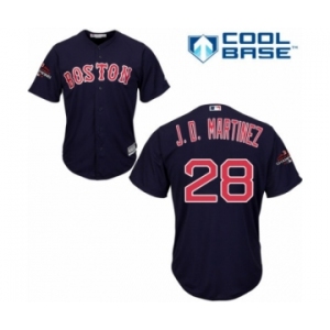 Men's Majestic Boston Red Sox #28 J. D. Martinez Replica Navy Blue Alternate Road Cool Base 2018 World Series Champions MLB Jersey