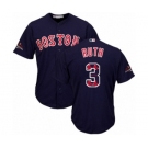 Men's Majestic Boston Red Sox #3 Babe Ruth Authentic Navy Blue Team Logo Fashion Cool Base 2018 World Series Champions MLB Jersey