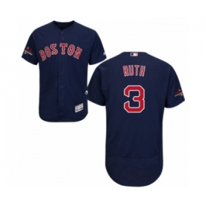 Men's Majestic Boston Red Sox #3 Babe Ruth Navy Blue Alternate Flex Base Authentic Collection 2018 World Series Champions MLB Jersey