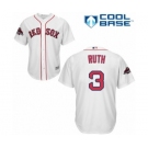 Men's Majestic Boston Red Sox #3 Babe Ruth Replica White Home Cool Base 2018 World Series Champions MLB Jersey