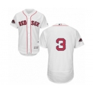 Men's Majestic Boston Red Sox #3 Babe Ruth White Home Flex Base Authentic Collection 2018 World Series Champions MLB Jersey