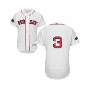 Men's Majestic Boston Red Sox #3 Babe Ruth White Home Flex Base Authentic Collection 2018 World Series Champions MLB Jersey