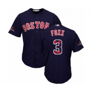 Men's Majestic Boston Red Sox #3 Jimmie Foxx Authentic Navy Blue Team Logo Fashion Cool Base 2018 World Series Champions MLB Jersey