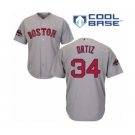 Men's Majestic Boston Red Sox #34 David Ortiz Replica Grey Road Cool Base 2018 World Series Champions MLB Jersey