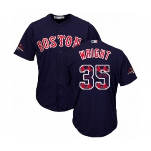Men's Majestic Boston Red Sox #35 Steven Wright Authentic Navy Blue Team Logo Fashion Cool Base 2018 World Series Champions MLB Jersey