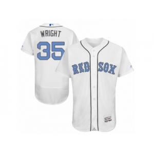 Men's Majestic Boston Red Sox #35 Steven Wright Authentic White 2016 Father's Day Fashion Flex Base MLB Jersey