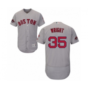 Men's Majestic Boston Red Sox #35 Steven Wright Grey Road Flex Base Authentic Collection 2018 World Series Champions MLB Jersey