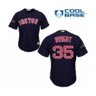 Men's Majestic Boston Red Sox #35 Steven Wright Replica Navy Blue Alternate Road Cool Base 2018 World Series Champions MLB Jersey