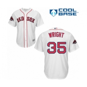 Men's Majestic Boston Red Sox #35 Steven Wright Replica White Home Cool Base 2018 World Series Champions MLB Jersey