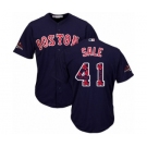 Men's Majestic Boston Red Sox #41 Chris Sale Authentic Navy Blue Team Logo Fashion Cool Base 2018 World Series Champions MLB Jersey