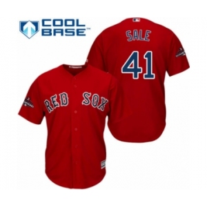 Men's Majestic Boston Red Sox #41 Chris Sale Replica Red Alternate Home Cool Base 2018 World Series Champions MLB Jersey