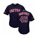 Men's Majestic Boston Red Sox #45 Pedro Martinez Authentic Navy Blue Team Logo Fashion Cool Base 2018 World Series Champions MLB Jersey