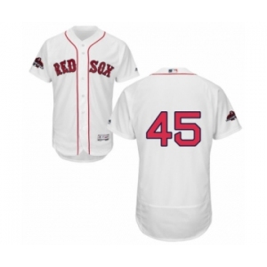 Men's Majestic Boston Red Sox #45 Pedro Martinez White Home Flex Base Authentic Collection 2018 World Series Champions MLB Jersey