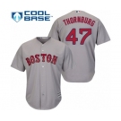 Men's Majestic Boston Red Sox #47 Tyler Thornburg Replica Grey Road Cool Base 2018 World Series Champions MLB Jersey