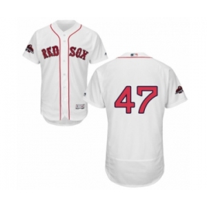Men's Majestic Boston Red Sox #47 Tyler Thornburg White Home Flex Base Authentic Collection 2018 World Series Champions MLB Jersey