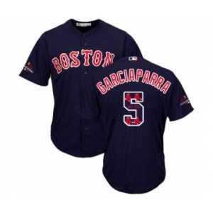 Men's Majestic Boston Red Sox #5 Nomar Garciaparra Authentic Navy Blue Team Logo Fashion Cool Base 2018 World Series Champions MLB Jersey