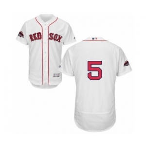 Men's Majestic Boston Red Sox #5 Nomar Garciaparra White Home Flex Base Authentic Collection 2018 World Series Champions MLB Jersey