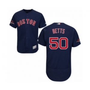 Men's Majestic Boston Red Sox #50 Mookie Betts Navy Blue Alternate Flex Base Authentic Collection 2018 World Series Champions MLB Jersey