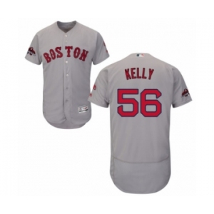 Men's Majestic Boston Red Sox #56 Joe Kelly Grey Road Flex Base Authentic Collection 2018 World Series Champions MLB Jersey