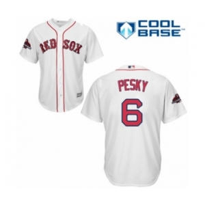 Men's Majestic Boston Red Sox #6 Johnny Pesky Replica White Home Cool Base 2018 World Series Champions MLB Jersey