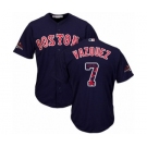 Men's Majestic Boston Red Sox #7 Christian Vazquez Authentic Navy Blue Team Logo Fashion Cool Base 2018 World Series Champions MLB Jersey