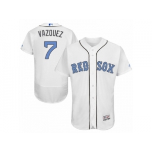 Men's Majestic Boston Red Sox #7 Christian Vazquez Authentic White 2016 Father's Day Fashion Flex Base MLB Jersey