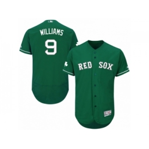 Men's Majestic Boston Red Sox #9 Ted Williams Green Celtic Flexbase Authentic Collection MLB Jersey