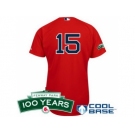 mlb jerseys boston red sox #15 dustin pedroia red(cool base 100th anniversary patch)