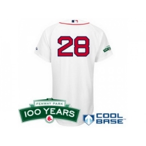 mlb jerseys boston red sox #28 adrian gonzalez white(cool base 100th anniversary patch)