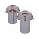 Houston Astros #1 Carlos Correa Authentic Grey Road 2017 World Series Bound Flex Base MLB Jersey