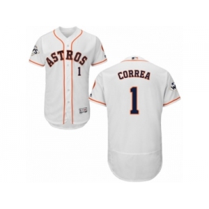 Houston Astros #1 Carlos Correa Authentic White Home 2017 World Series Bound Flex Base MLB Jersey