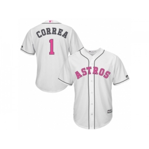 Houston Astros #1 Carlos Correa White Home 2016 Mother's Day Cool Base Jersey