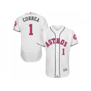 Houston Astros #1 Carlos Correa White Home 2016 Mother's Day Flex Base Jersey