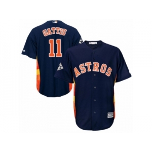 Houston Astros #11 Evan Gattis Replica Navy Blue Alternate 2017 World Series Bound Cool Base MLB Jersey