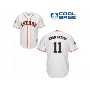 Houston Astros #11 Evan Gattis Replica White Home 2017 World Series Bound Cool Base MLB Jersey