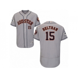 Houston Astros #15 Carlos Beltran Authentic Grey Road 2017 World Series Bound Flex Base MLB Jersey