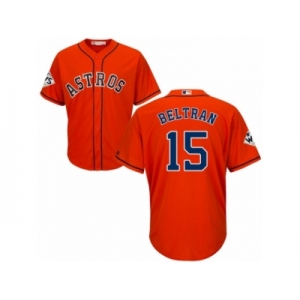 Houston Astros #15 Carlos Beltran Replica Orange Alternate 2017 World Series Bound Cool Base MLB Jersey