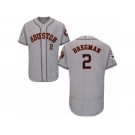 Houston Astros #2 Alex Bregman Authentic Grey Road 2017 World Series Bound Flex Base MLB Jersey